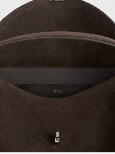 Toteme - T-lock Suede Top Handle Bag in Tobacco