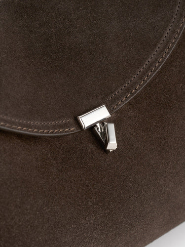 Toteme - T-lock Suede Top Handle Bag in Tobacco