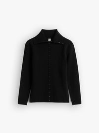 TOTEME - Fitted Polo Cardigan in Black
