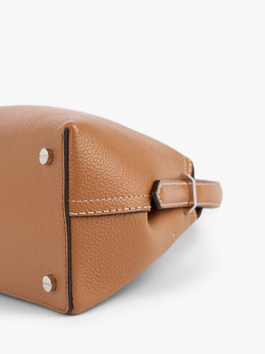 TOTEME - T-Lock Grained-Leather Shoulder Bag in Tan
