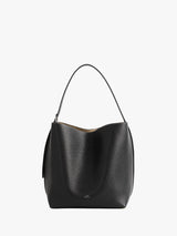 TOTEME - Medium Belted Grained-Leather Tote in Black
