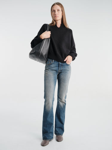 TOTEME - Medium Belted Grained-Leather Tote in Black
