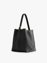 TOTEME - Medium Belted Grained-Leather Tote in Black
