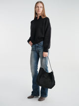 TOTEME - Medium Belted Suede Tote in Black