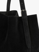 TOTEME - Medium Belted Suede Tote in Black