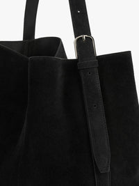 TOTEME - Medium Belted Suede Tote in Black