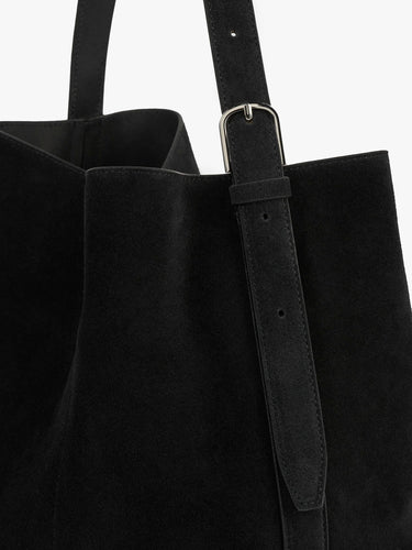 TOTEME - Medium Belted Suede Tote in Black