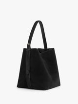 TOTEME - Medium Belted Suede Tote in Black