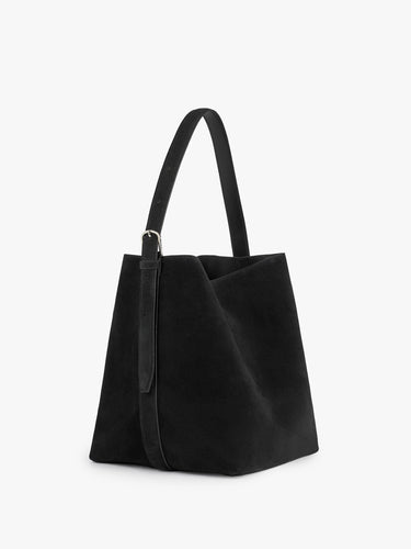 TOTEME - Medium Belted Suede Tote in Black