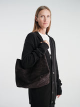 TOTEME - Medium Belted Suede Tote in Espresso