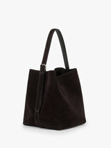 TOTEME - Medium Belted Suede Tote in Espresso
