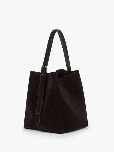 TOTEME - Medium Belted Suede Tote in Espresso