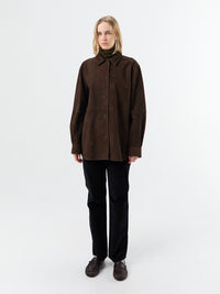 TOTEME - Soft Suede Overshirt in Bark