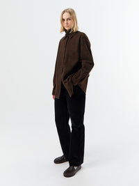 TOTEME - Soft Suede Overshirt in Bark