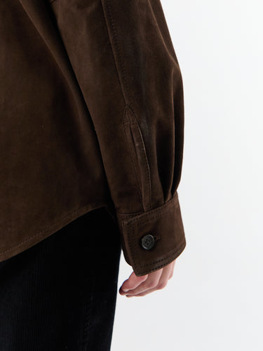 Toteme - Soft Suede Overshirt in Bark
