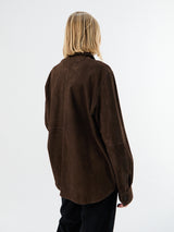 Toteme - Soft Suede Overshirt in Bark