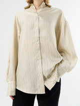 Toteme - Oversized Striped Shirt in Beige/Brown