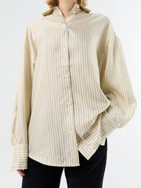 TOTEME - Oversized Striped Shirt in Beige/Brown