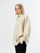 Toteme - Oversized Striped Shirt in Beige/Brown