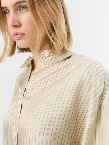 Oversized Striped Shirt in Beige/Brown