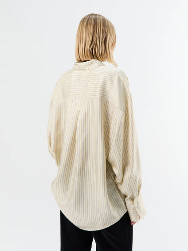 Toteme - Oversized Striped Shirt in Beige/Brown