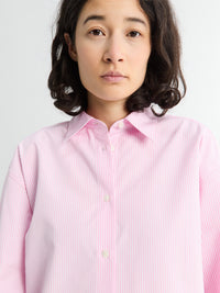 TOTEME - Classic Tumbled Striped Shirt in White Bloom