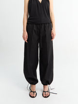 TOTEME - Drawstring Cotton Trousers in Black