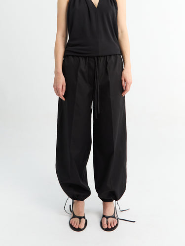 TOTEME - Drawstring Cotton Trousers in Black