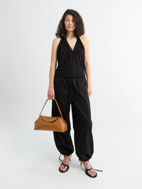 TOTEME - Drawstring Cotton Trousers in Black