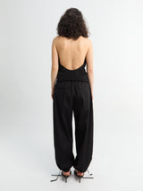 TOTEME - Drawstring Cotton Trousers in Black