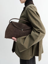 Toteme - T-lock Suede Top Handle Bag in Brown