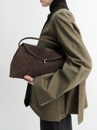 TOTEME - T-lock Suede Top Handle Bag in Brown