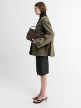 Toteme - T-lock Suede Top Handle Bag in Brown