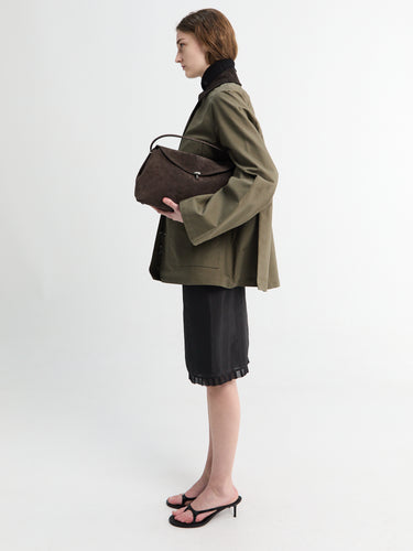 Toteme - T-lock Suede Top Handle Bag in Brown