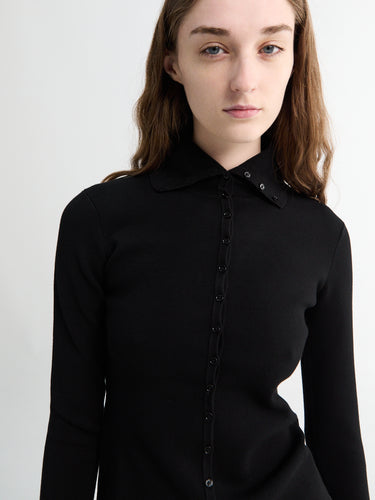 Toteme - Fitted Polo Cardigan in Black