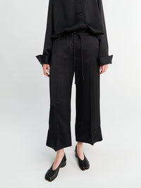 TOTEME - Satin Drawstring Trousers in Black