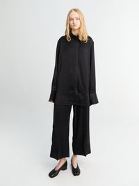 TOTEME - Satin Drawstring Trousers in Black