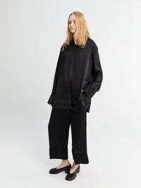TOTEME - Satin Drawstring Trousers in Black