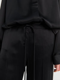 TOTEME - Satin Drawstring Trousers in Black