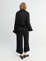 TOTEME - Satin Drawstring Trousers in Black