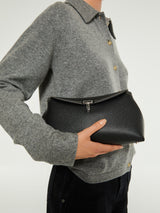 TOTEME - T-Lock Clutch in Black Grained Leather