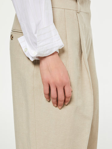TOTEME - Double-Pleated Tailored Trousers in Sand