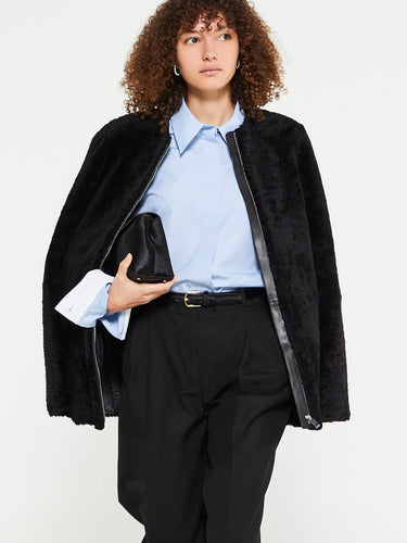 TOTEME - Zipped Teddy Shearling Jacket in Black