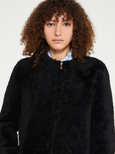 TOTEME - Zipped Teddy Shearling Jacket in Black