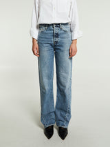 TOTEME - Twisted Seam Denim Full Length in Worn Blue
