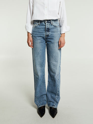 TOTEME - Twisted Seam Denim Full Length in Worn Blue