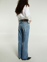 TOTEME - Twisted Seam Denim Full Length in Worn Blue