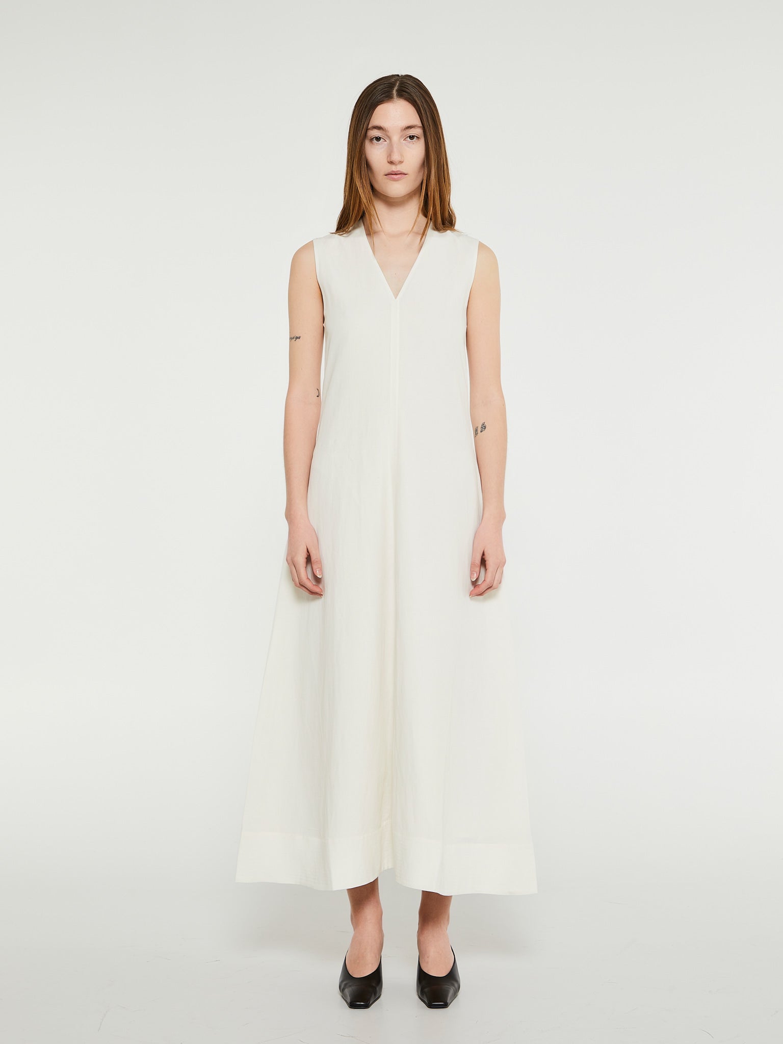 TOTEME - Fluid V-Neck Dress in Off White