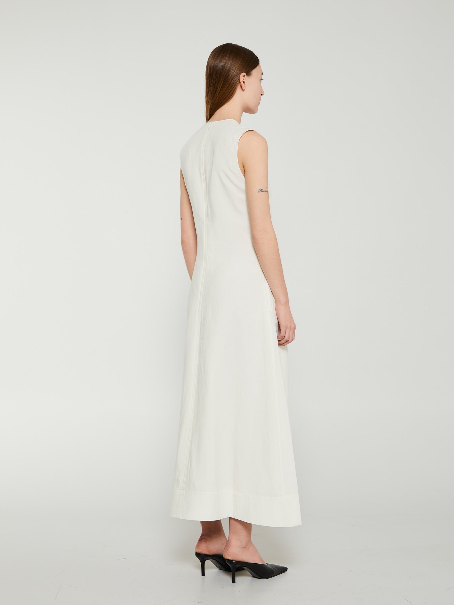 Fluid V-Neck Dress in Off White
