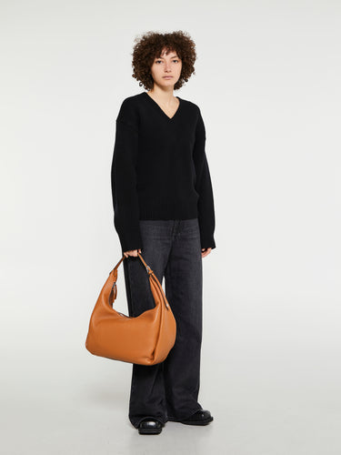 TOTEME - V-Neck Wool Cashmere Knit in Black